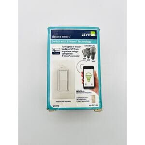 Leviton DZ15S-1BZ Decora Smart Light Switch with Z-Wave Technology (White) NIOB